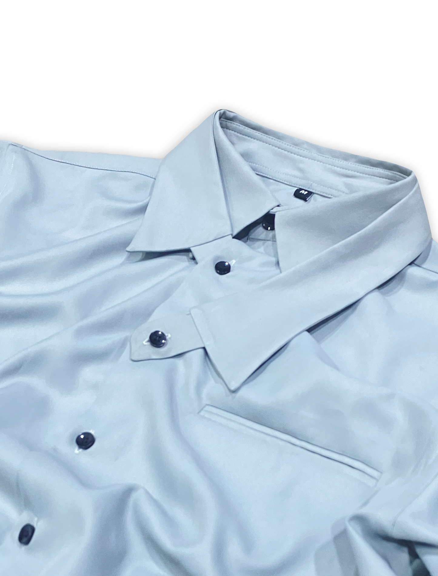 DETACH COLLAR SHIRT IN ASH BLUE