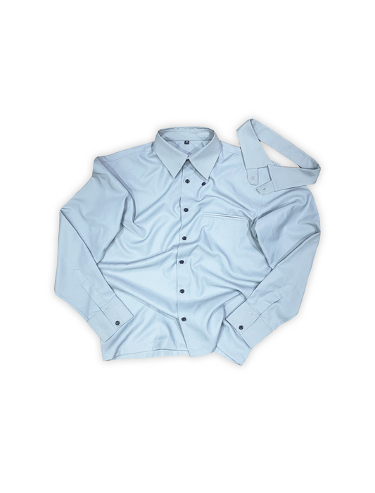 DETACH COLLAR SHIRT IN ASH BLUE